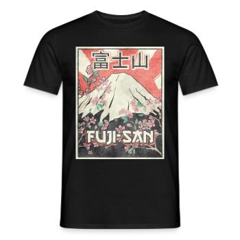 Mt Fuji Fujiyama Fuji San Japanisches Ästhetisches - Männer T-Shirt - Schwarz - Vorne - AI Model Male 178 light (178cm)