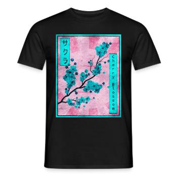 Sakura Cherry Blossom Japanese Aesthetic Gift - Men's T-Shirt - black - Front - AI Model Male 178 light (178cm)