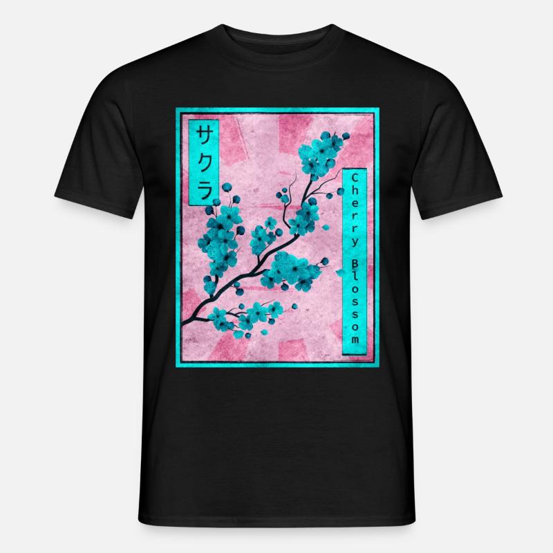 Sakura Kirsebærblomst Japansk Æstetisk Gave - Mænd T-shirt - sort