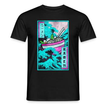 Ramen Kanagawa Wave Vaporwave Aesthetic Taste - Men's T-Shirt - black - Front - AI Model Male 178 light (178cm)