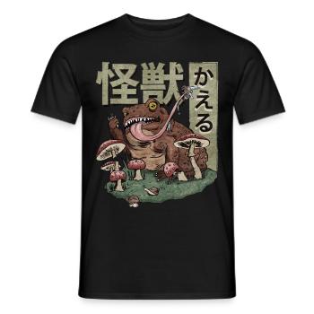 Cottagecore Aesthetic Kaiju Frog Mushrooms Geschen - Men's T-Shirt - black - Front - AI Model Male 178 light (178cm)