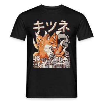 Kaiju Kitsune Nine-tailed Fox Japanese Ge - Men's T-Shirt - black - Front - AI Model Male 178 light (178cm)