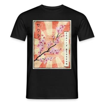 Sakura Cherry Blossom Japanese Aesthetic Gift - Men's T-Shirt - black - Front - AI Model Male 178 light (178cm)