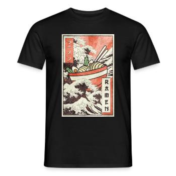 Ramen Kanagawa Wave Vaporwave Aesthetic Taste - Men's T-Shirt - black - Front - AI Model Male 178 light (178cm)