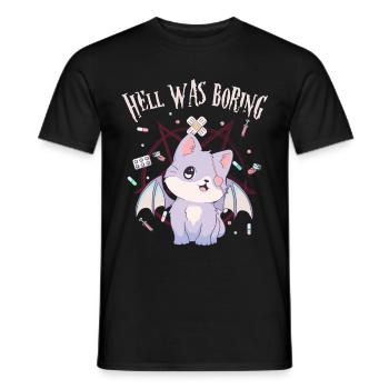 Kawaii Cat Pentagram Hell Was Boring Gesch - Men's T-Shirt - black - Front - AI Model Male 178 light (178cm)