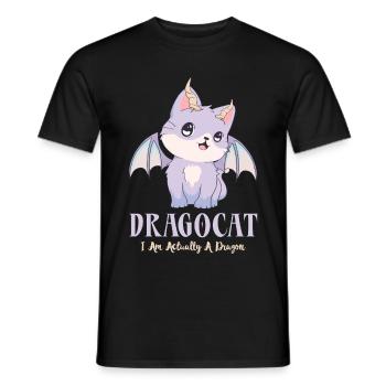 Kawaii Cat Dragocat Je suis en fait un dragon - T-shirt homme - noir - Devant - AI Model Male 178 light (178cm)