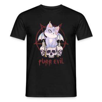 Kawaii Katze Schädel Pentagramm Schnurren böse okk - Männer T-Shirt - Schwarz - Vorne - AI Model Male 178 light (178cm)