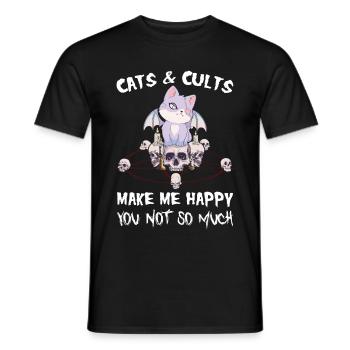 Les chats et les sectes me rendent heureux Tu ne es pas - T-shirt homme - noir - Devant - AI Model Male 178 light (178cm)
