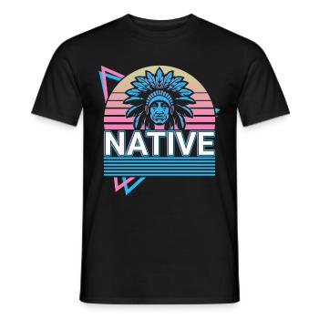 Rétro indien - T-shirt homme - noir - Devant - AI Model Male 178 light (178cm)