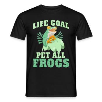 Funny Frog Life Goal PetTing All Frogs - Men's T-Shirt - black - Front - AI Model Male 178 light (178cm)
