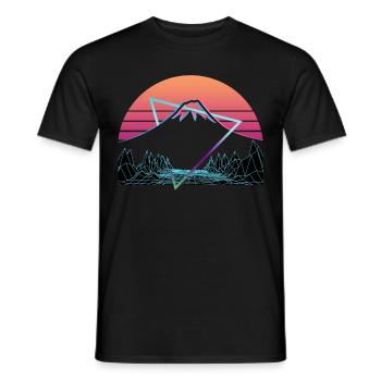Mount Fuji Fujiyama Fuji San Vaporwave Aesthetics - Men's T-Shirt - black - Front - AI Model Male 178 light (178cm)