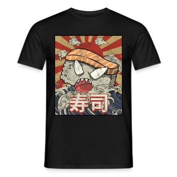 Kaiju Sushi Kanagawa Wve Japanische Ästhetik - Männer T-Shirt - Schwarz - Vorne - AI Model Male 178 light (178cm)