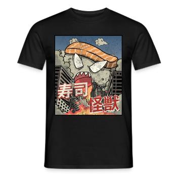 Kaiju Sushi Kanagawa Wve Japanese Aesthetics - Men's T-Shirt - black - Front - AI Model Male 178 light (178cm)