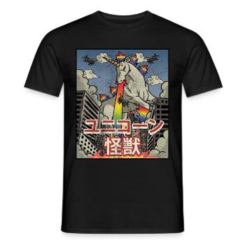 Kaiju Einhorn Japanische Ästhetik Kaijin - Männer T-Shirt - Schwarz - Vorne - AI Model Male 178 light (178cm)