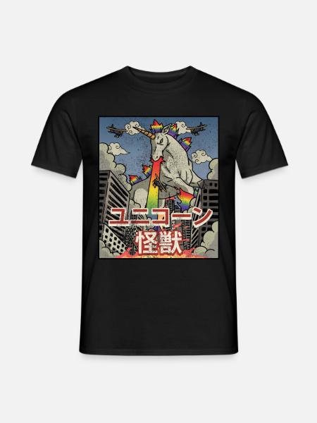 Kaiju Einhorn Japanische Ästhetik Kaijin - Männer T-Shirt - Schwarz