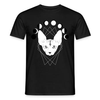 Chat Sphinx en Métal Noir | tourné croix Satan - T-shirt homme - noir - Devant - AI Model Male 178 light (178cm)