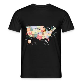 États-Unis - T-shirt homme - noir - Devant - AI Model Male 178 light (178cm)