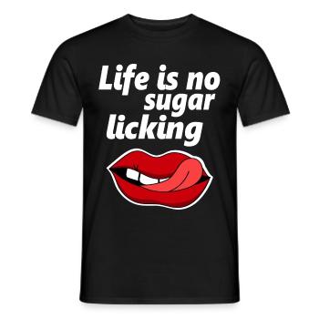 Denglish life sweet licks mouth tongue saying - Men's T-Shirt - black - Front - AI Model Male 178 light (178cm)