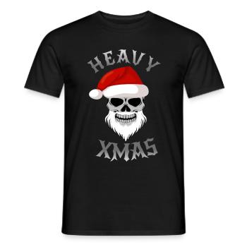 Heavy Metal Xmas Santa Claus Skull - Men's T-Shirt - black - Front - AI Model Male 178 light (178cm)