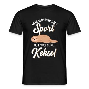 Mein Verstand sagt Sport mein Bauch schreit Kekse - Männer T-Shirt - Schwarz - Vorne - AI Model Male 178 light (178cm)