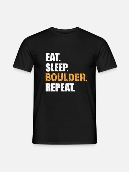 EAT SLEEP BOULDER REPEAT Klettern Kletterwand - Männer T-Shirt - Schwarz