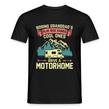 Camping en camping-car | Cadeau Grand-père Camper Camping - T-shirt homme - noir - Devant - AI Model Male 178 light (178cm)