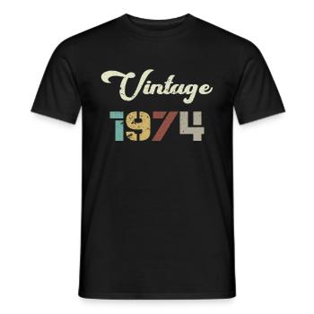 Born 1974 Birthday Gift Vintage 1974 - Men's T-Shirt - black - Front - AI Model Male 178 light (178cm)