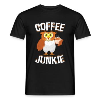 Coffee junkie owl caffeine coffee drinker - Men's T-Shirt - black - Front - AI Model Male 178 light (178cm)