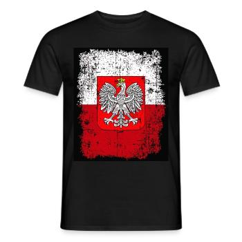 Pologne Polska Pologne armoiries du drapeau J'aime Polska - T-shirt homme - noir - Devant - AI Model Male 178 light (178cm)