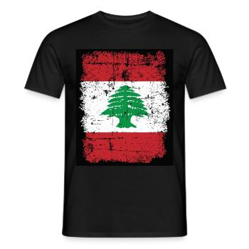 Flagge Libanon Lebanon Flag Leban Zeder Beirut - Männer T-Shirt - Schwarz - Vorne - AI Model Male 178 light (178cm)