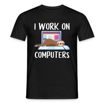 I work on computers Computer Progammierer Geschen - Männer T-Shirt - Schwarz - Vorne - AI Model Male 178 light (178cm)