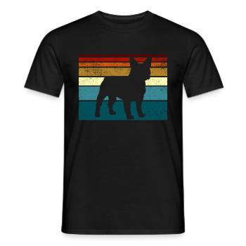 Chien bouledogue français rétro - T-shirt homme - noir - Devant - AI Model Male 178 light (178cm)