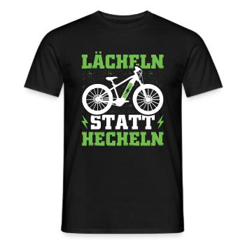 Lächeln statt Hecheln Ebike Geschenkidee - Männer T-Shirt - Schwarz - Vorne - AI Model Male 178 light (178cm)