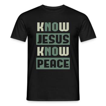 Know jesus church god christian gift - Men's T-Shirt - black - Front - AI Model Male 178 light (178cm)