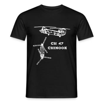 CH 47 Chinook Transport Hélicoptère Militaire - T-shirt homme - noir - Devant - AI Model Male 178 light (178cm)