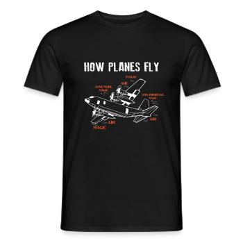 How Planes Fly Airplane Pilot Aviation Aviation - Men's T-Shirt - black - Front - AI Model Male 178 light (178cm)
