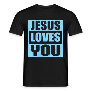 Jésus vous aime | cadeaux chrétiens - T-shirt homme - noir - Devant - AI Model Male 178 light (178cm)