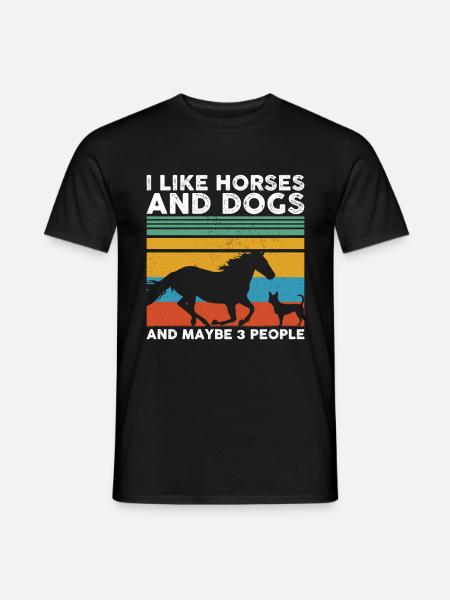 Chevaux chiens | Cadeau d'amant de cheval chien de cheval - T-shirt homme - noir