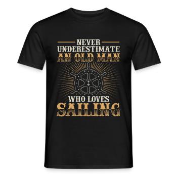 Sailing sailboat sailing ship boat captain gift - Men's T-Shirt - black - Front - AI Model Male 178 light (178cm)