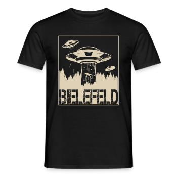 Bielefeld Verschwörung OWL Bielefeld Sprüche - Männer T-Shirt - Schwarz - Vorne - AI Model Male 178 light (178cm)