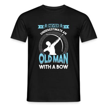Archer grand-père tir à l’arc avec flèche et arc - T-shirt homme - noir - Devant - AI Model Male 178 light (178cm)