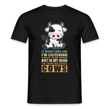 Cows cow | Cow pattern cattle cow lover gift - Men's T-Shirt - black - Front - AI Model Male 178 light (178cm)