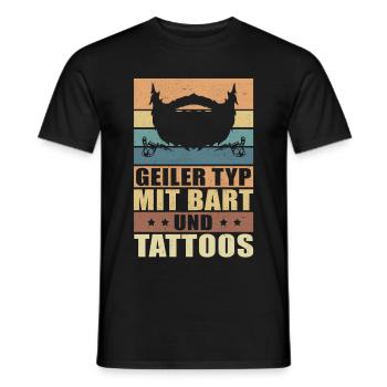 Geiler Typ mit Bart Tattoos Bartträger Geschenk - Männer T-Shirt - Schwarz - Vorne - AI Model Male 178 light (178cm)