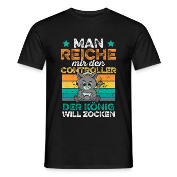 Man reiche mir den Controller Zocken Gamer Gaming - Männer T-Shirt - Schwarz - Vorne - AI Model Male 178 light (178cm)