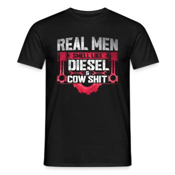 Les vrais hommes sentent le diesel et la merde de vache - T-shirt homme - noir - Devant - AI Model Male 178 light (178cm)
