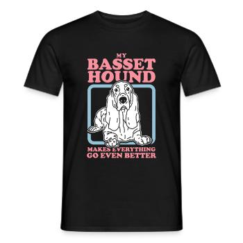 Basset Hound Chiens | Cadeau de propriétaire de chien - T-shirt homme - noir - Devant - AI Model Male 178 light (178cm)