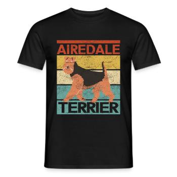 Airedale Terrier Hund Hundebesitzer Geschenk - Männer T-Shirt - Schwarz - Vorne - AI Model Male 178 light (178cm)