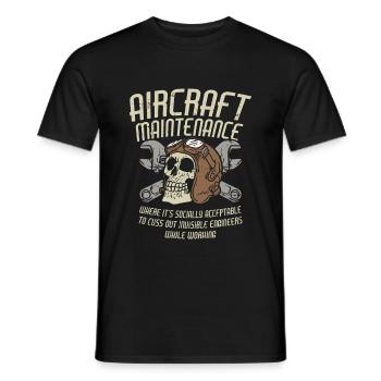 AIRCRAFT MAINTENANCE: Cuss out invisible engineers - Men's T-Shirt - black - Front - AI Model Male 178 light (178cm)