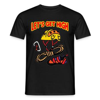 LETS GET HIGH Klettern - Männer T-Shirt - Schwarz - Vorne - AI Model Male 178 light (178cm)