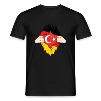 In the heart Turk Germany Turkey Turkish flag - Men's T-Shirt - black - Front - AI Model Male 178 light (178cm)